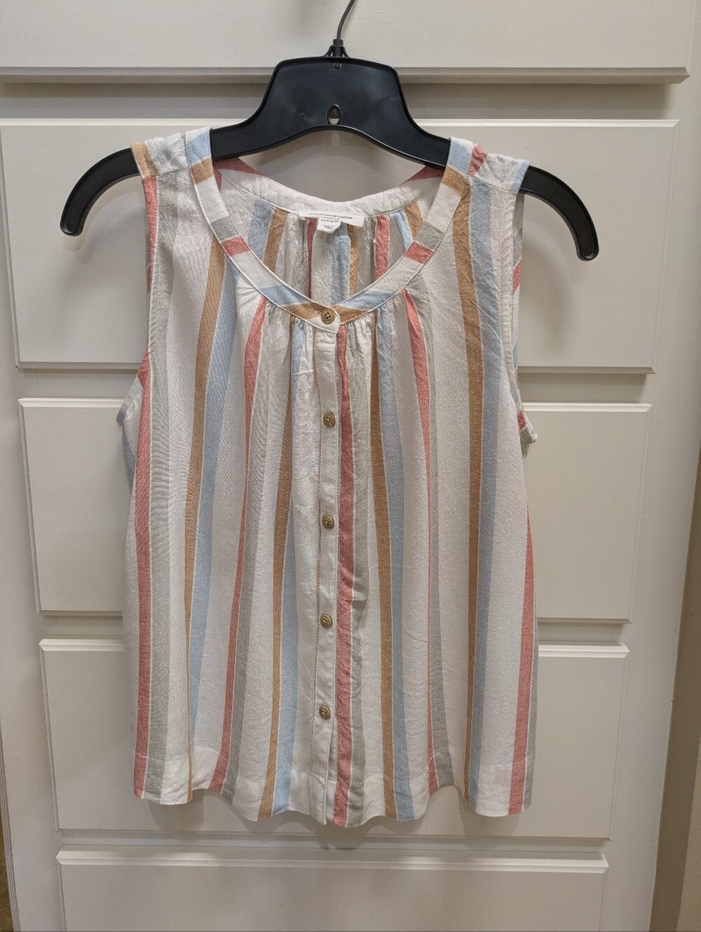 Striped Linen Blend Sleeveless Top, BeachLumchLounge Collection, CS